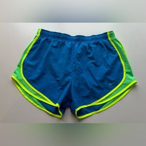 Nike Blue and Neon Green Athletic Shorts